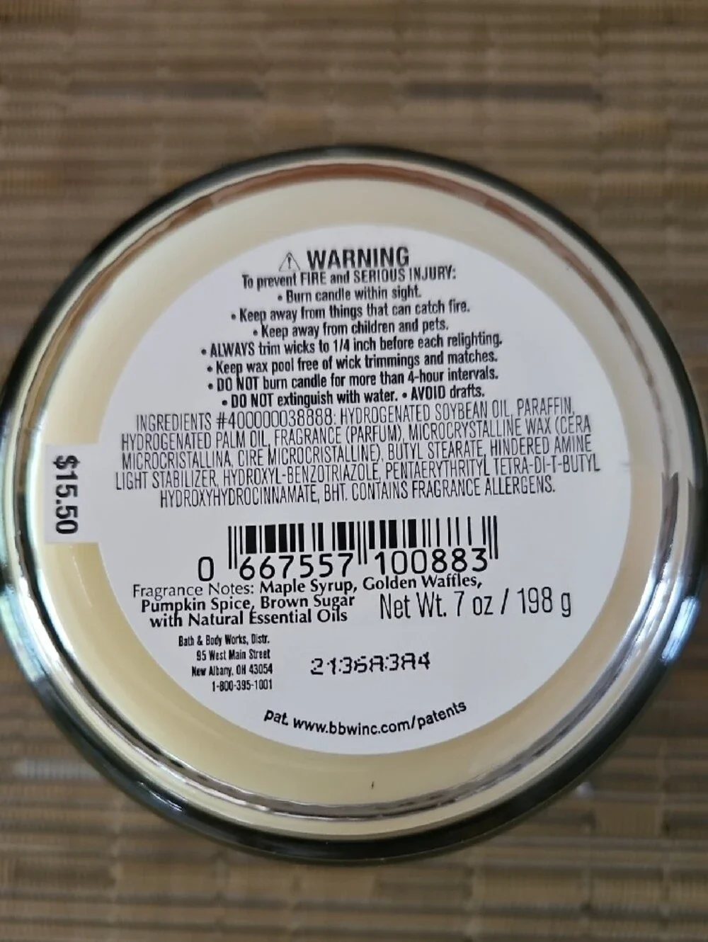 Bath & Body Works Pumpkin Pecan Waffles Candle